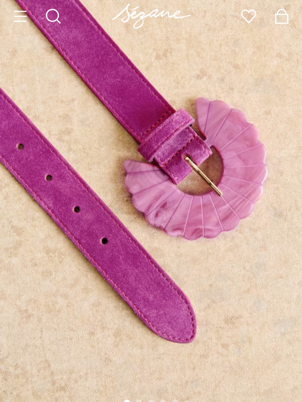 Sézane Purple Suede Belt with Sculpted Resin Buckle